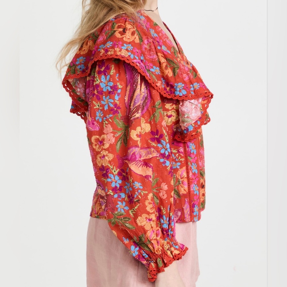 Farm Rio Red Spring Bananas Blouse NWT - Picture 5 of 11